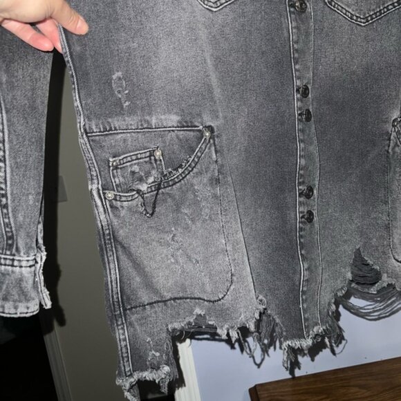 Host Pick⭐️Free People Moonchild Denim Distressed Black Jacket - Picture 10 of 15